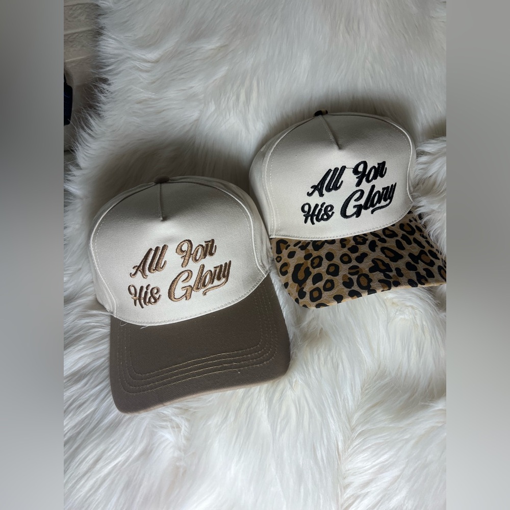 ALL FOR HIS GLORY faith trucker hat new leopard 2 for $40